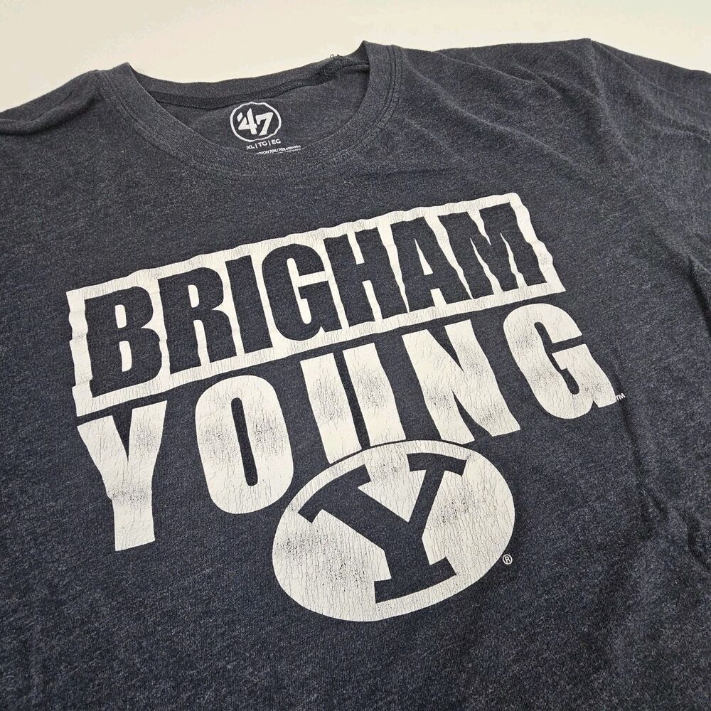 47 Brand Brigham Young BYU Cougars T Shirt Men's XL Blue Short Sleeve NCAA